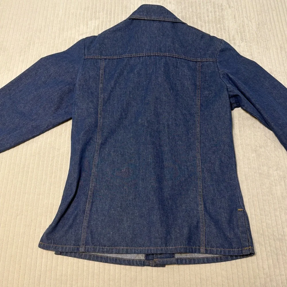 VINTAGE 70s Levis Shirt Jacket Mens Med Blue Denim Orange Tab Workwear Shacket